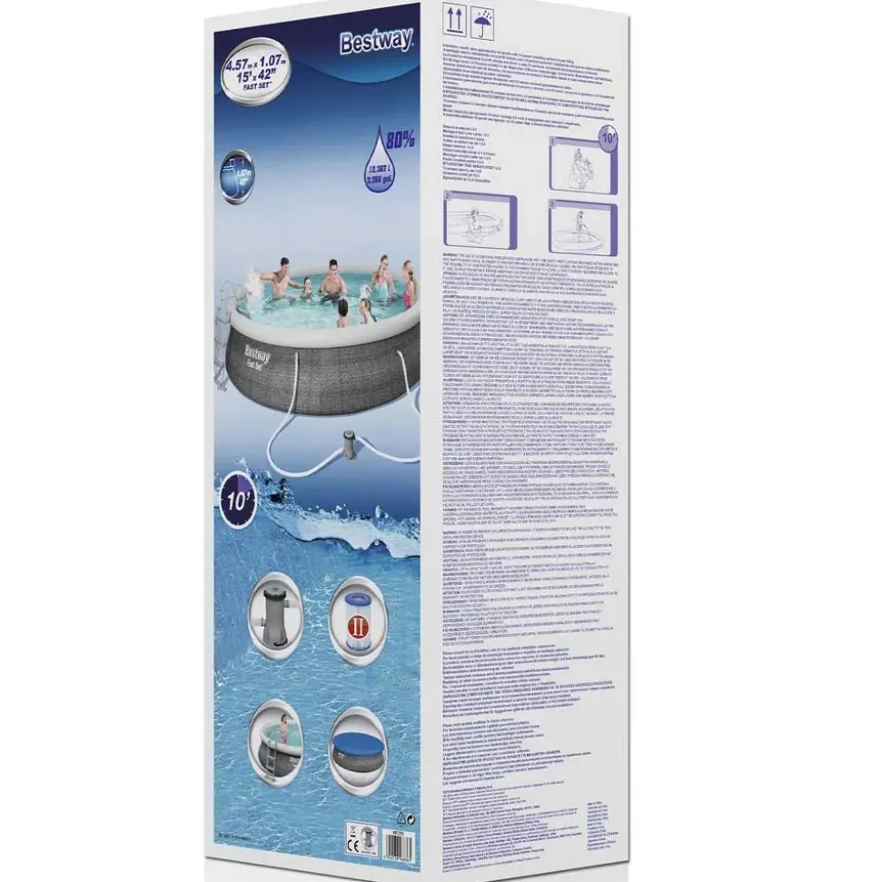 Bestway Piscina hinchable redonda Fast Set Rattan 457x107 cm