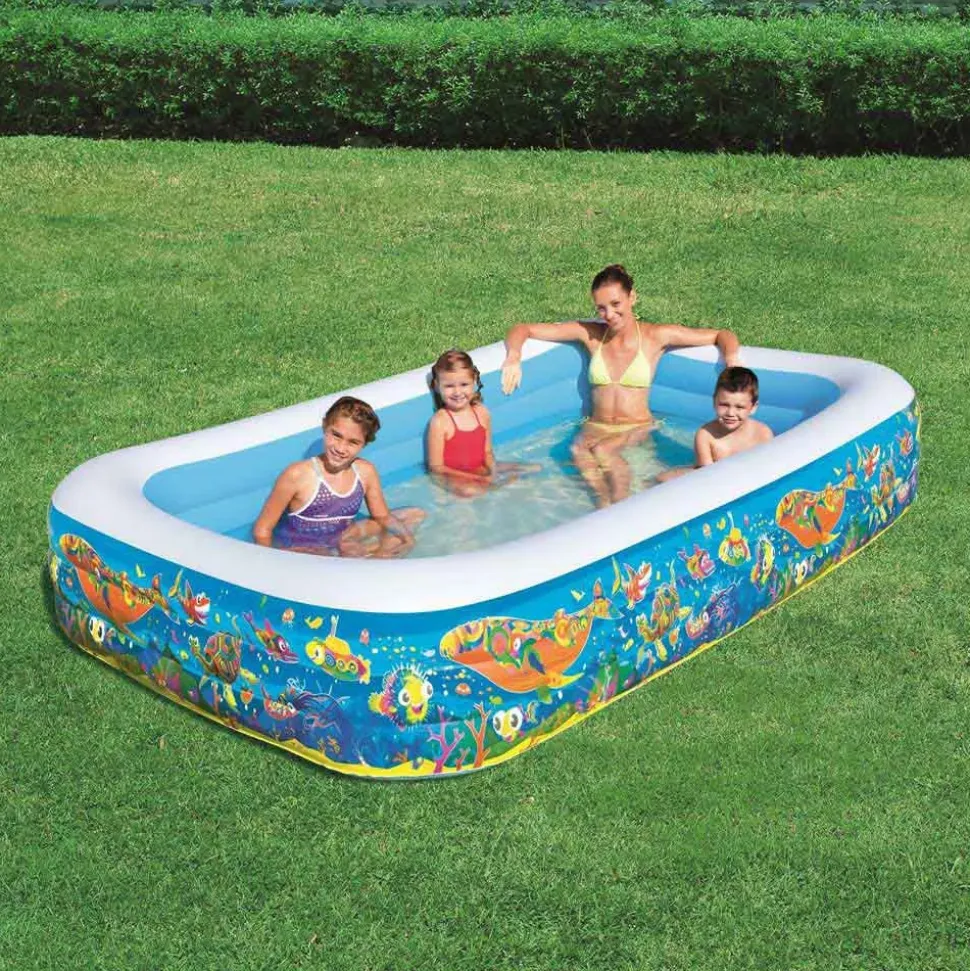 Bestway Piscina inflable rectangular tipo acuario 305x183x56 cm