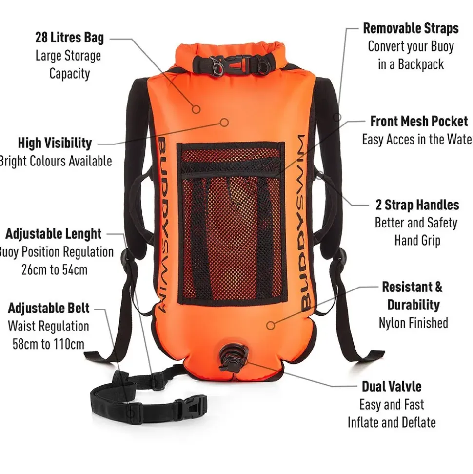 Buddyswim Boya con correas de mochila extraíbles 28L