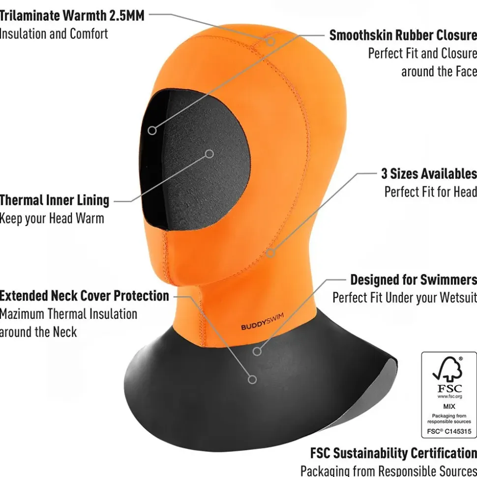Buddyswim Capucha de neopreno Trilaminate Warmth 2.5 mm