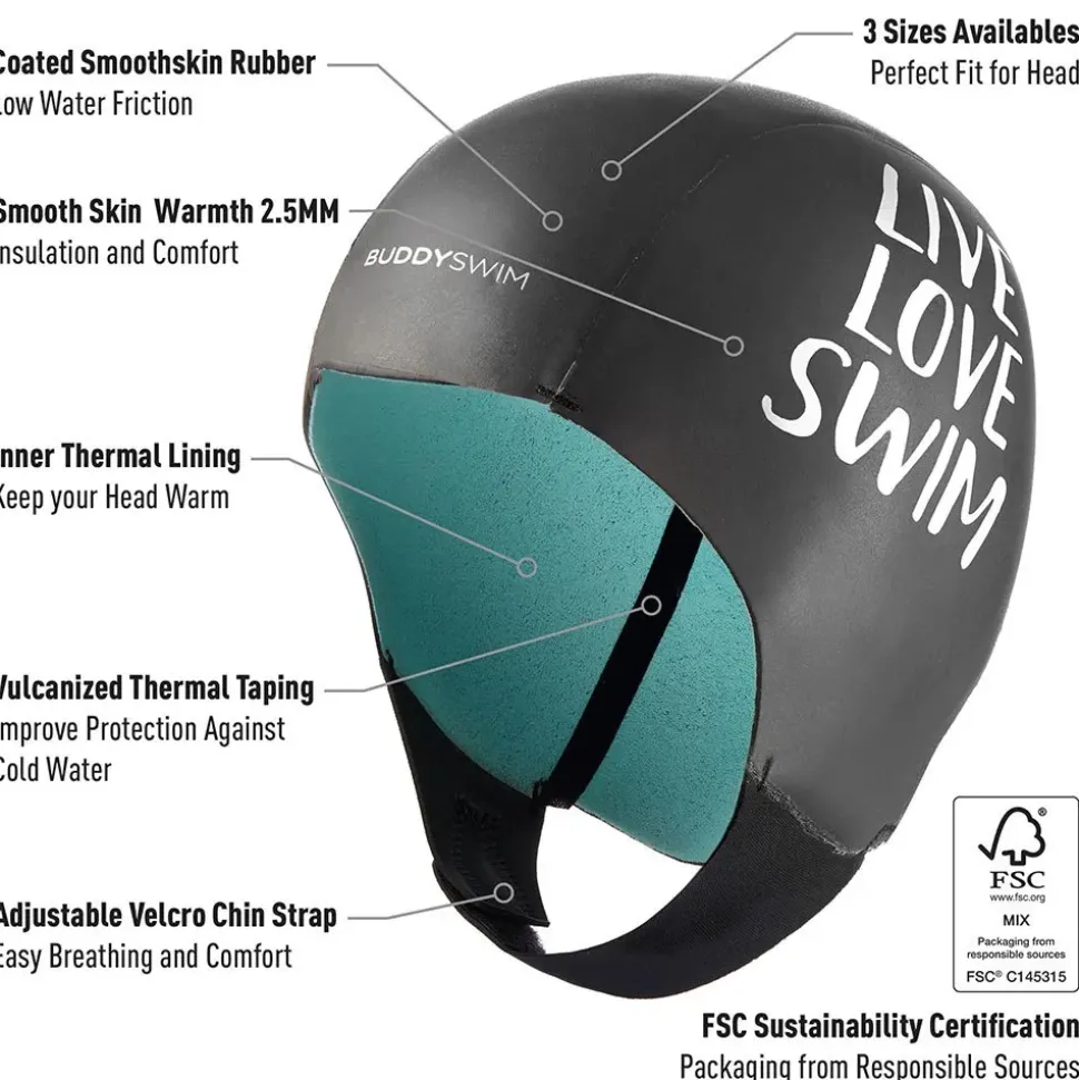 Buddyswim Gorro de neopreno Smooth Skiin 2.5 mm
