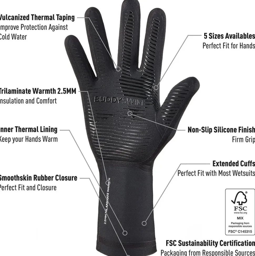 Buddyswim Guantes de neopreno Trilaminate Warmth 2.5 mm