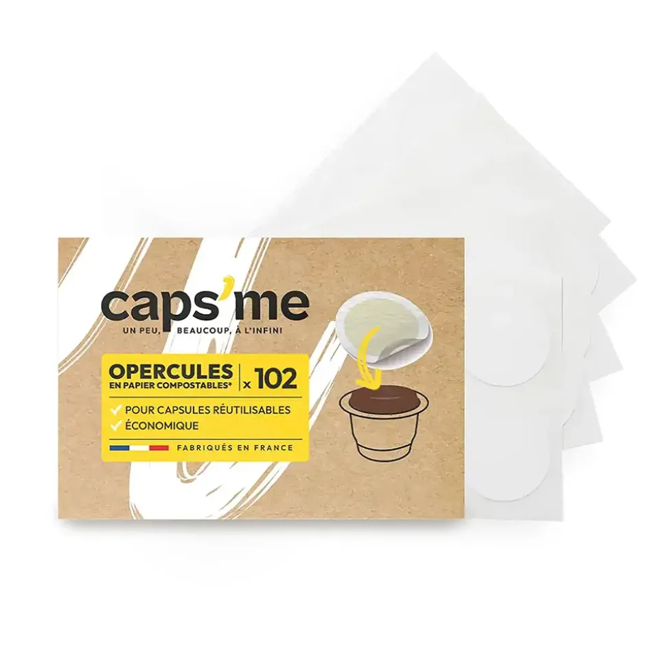 Caps Me Tapas de papel compostables 102 unidades