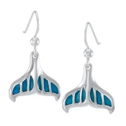 Dive Silver Pendiente Whale Tail Long Hook