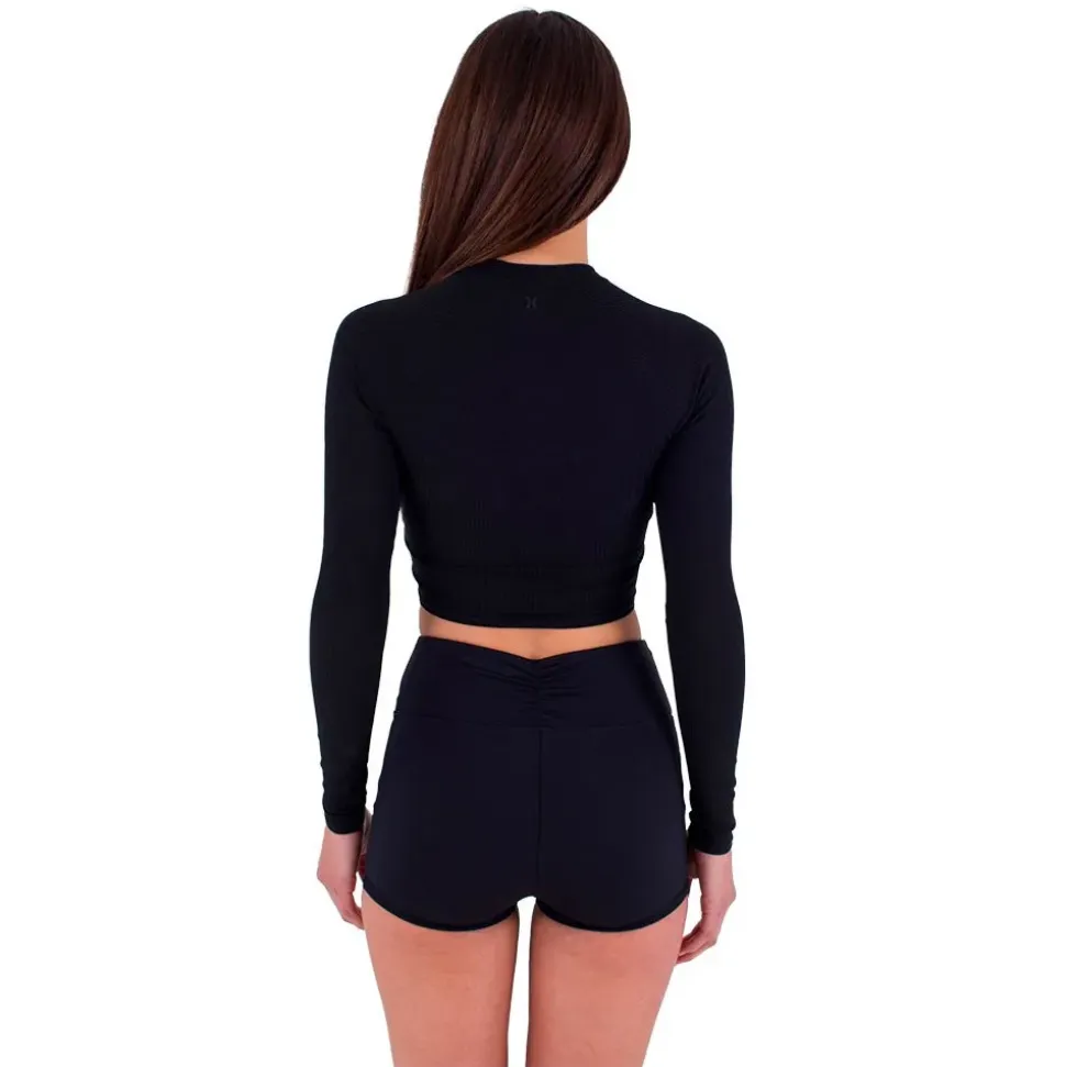 Hurley Rash guard Manga Larga Max Solid Rib Cropped Cross Yoke