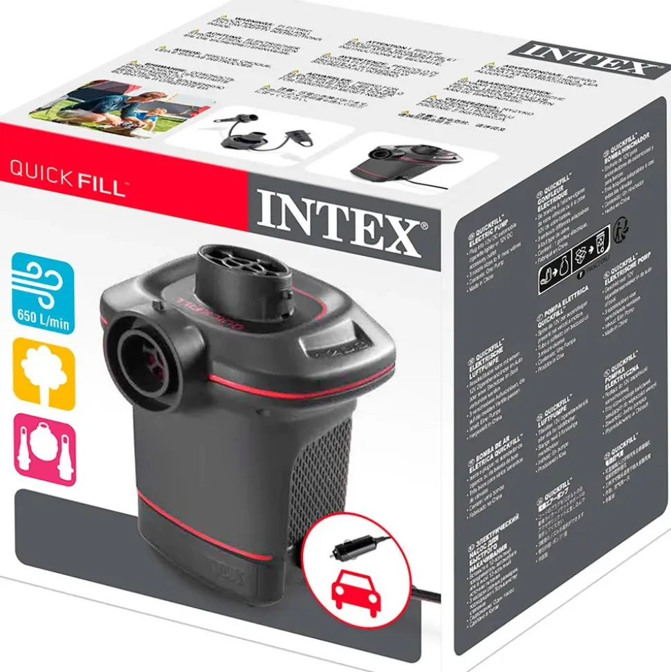 Intex Bomba de Inflado Eléctrica de Relleno Rápido con Adaptador para Automóvil