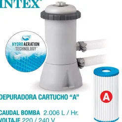 Intex Bomba de piscina con filtro de cartucho y marco de metal 450x220x84 cm reacondicionado
