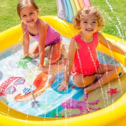 Intex Niños del arcoíris con dosel y piscina de aspersores