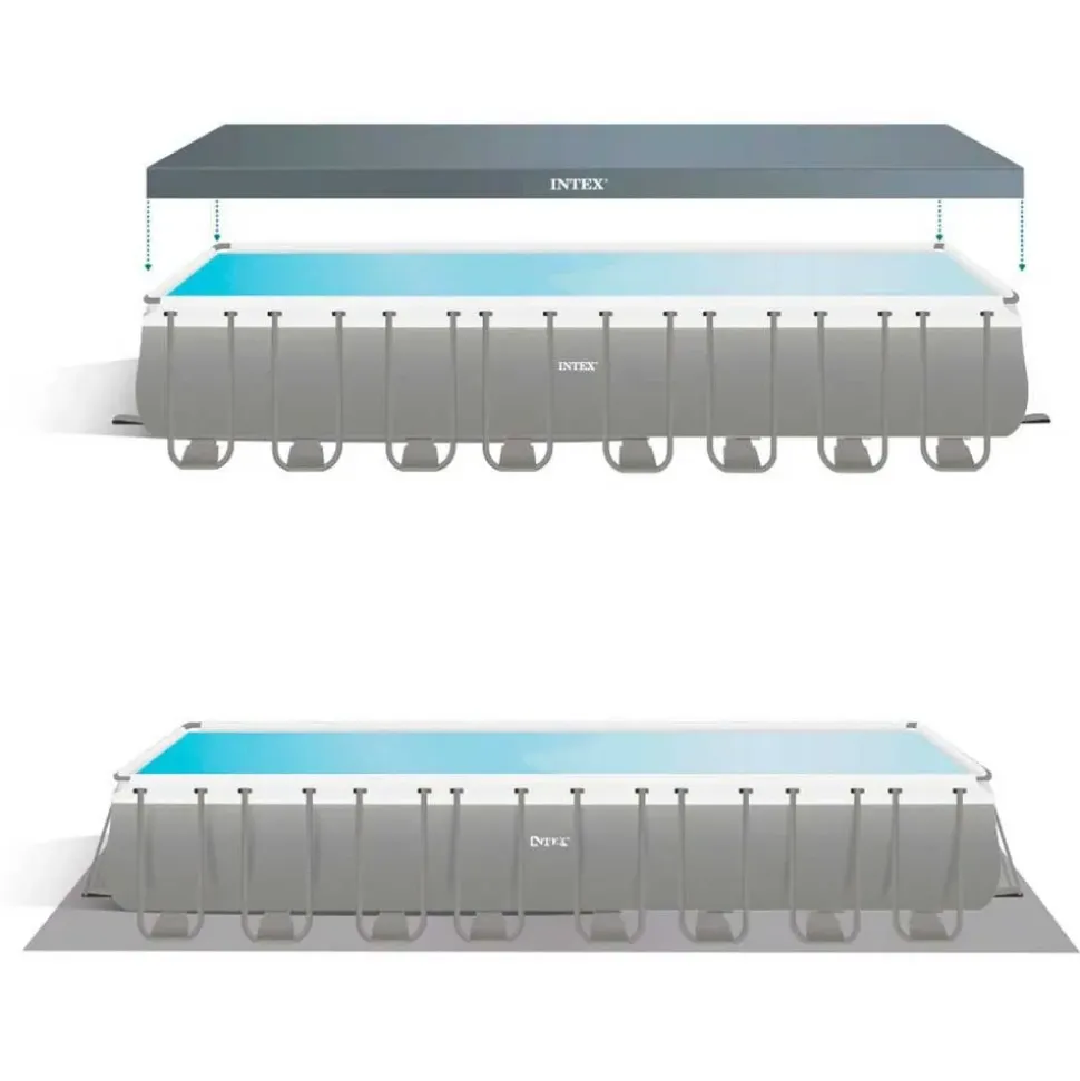 Intex Piscina rectangular con marco sobre el suelo Acero Ultra XTR 975x488x132 cm
