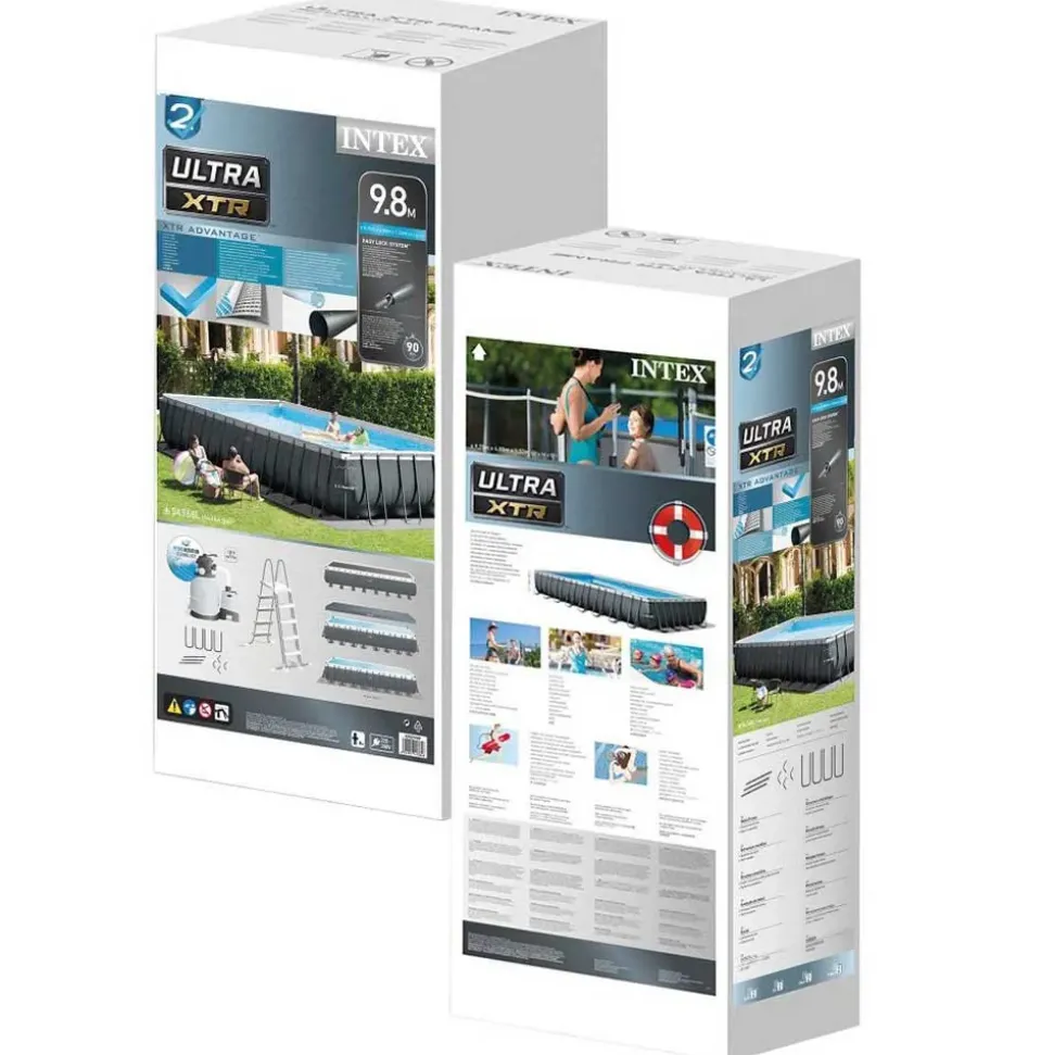 Intex Piscina rectangular con marco sobre el suelo Acero Ultra XTR 975x488x132 cm