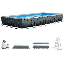 Intex Piscina rectangular con marco sobre el suelo Acero Ultra XTR 975x488x132 cm
