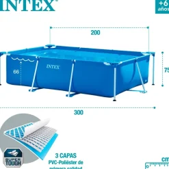 Intex Piscina tubular rectangular Small Frame Collapsible 300x200x75 cm