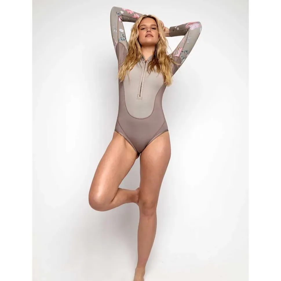 Loum Shorty manga larga cremallera frontal para mujer Aquabelle