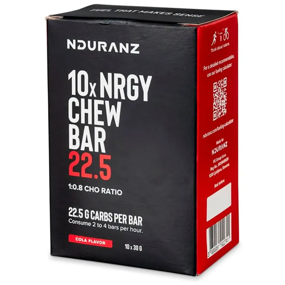 Nduranz Caja de barritas energéticas masticables Nrgy Cola 22.5g 10 unidades