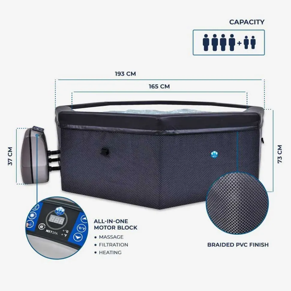 Netspa Bañera inflable con paneles externos Caliente Octopus 193x73 cm