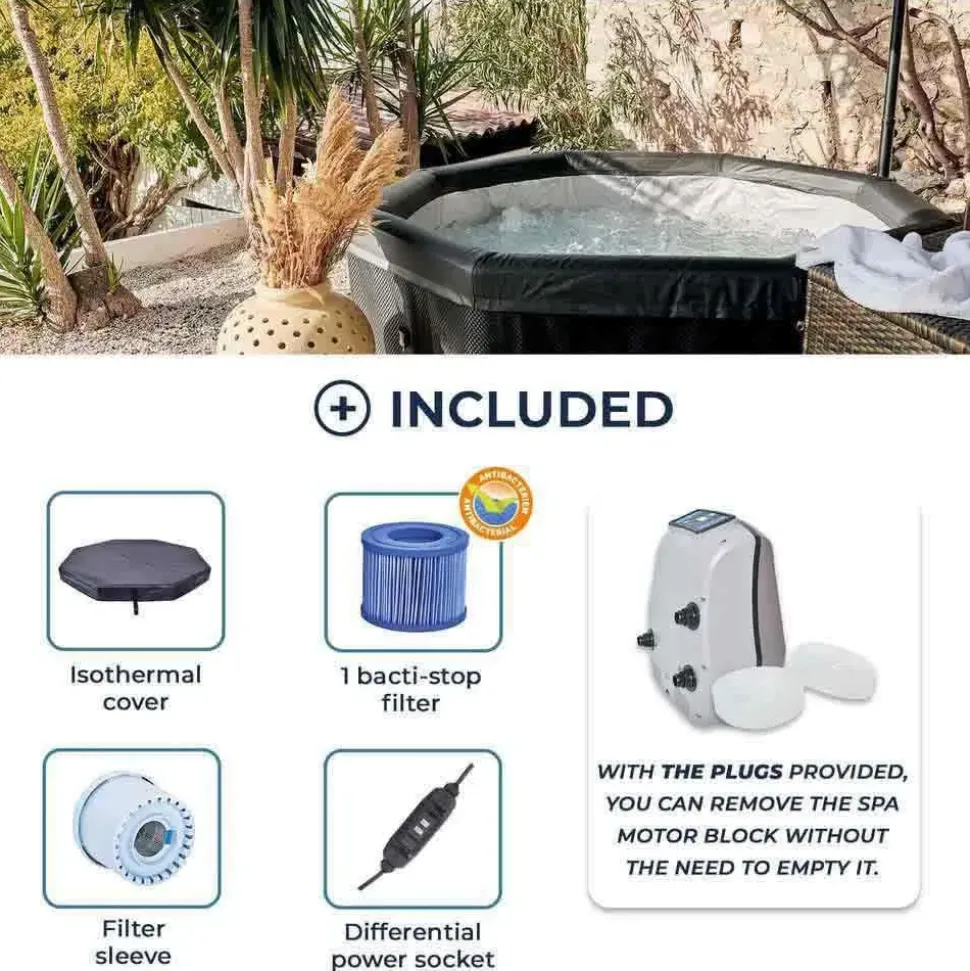 Netspa Bañera inflable con paneles externos Caliente Octopus 193x73 cm