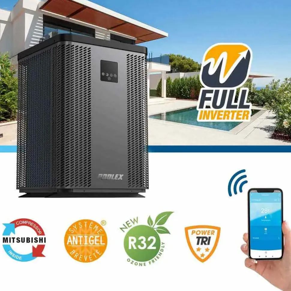 Poolex Bomba de calor inverter Silverline Top 90 40/50m3 8.8kW