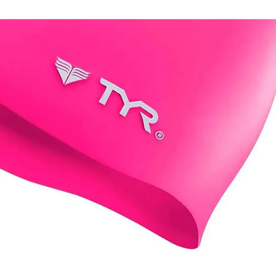 TYR Gorro de natación Wrinkle Free Silicone Fl Pink