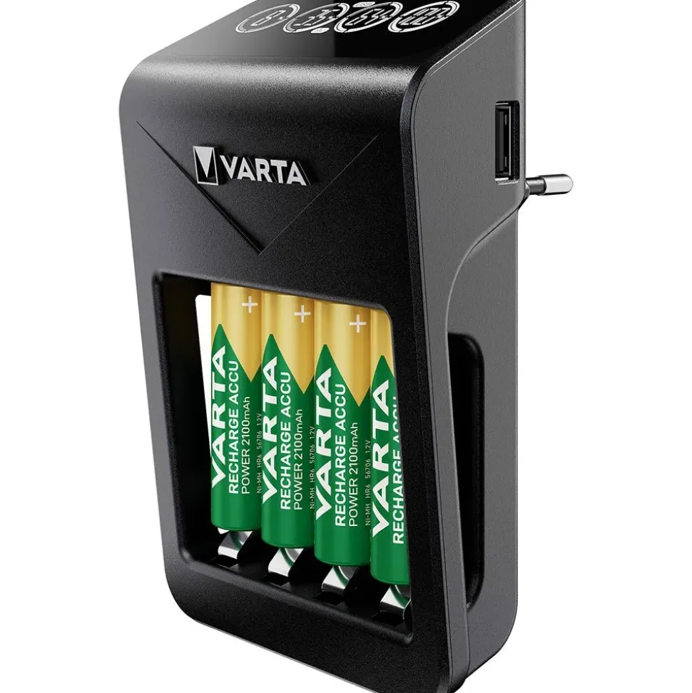 Varta Cargador LCD Pug+ con 4 pilas AA de 2100 mAh